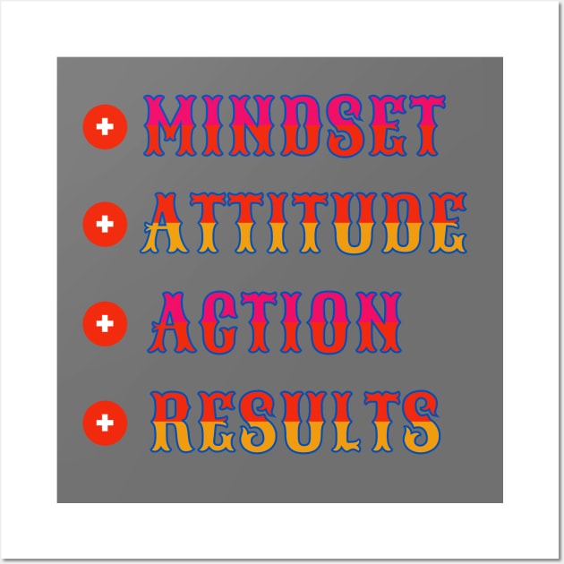 Positive Mindset Positive Results Inspirational Quote Wall Art by jr7 original designs